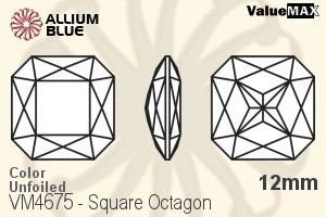 VALUEMAX CRYSTAL Square Octagon Fancy Stone 12mm Jet