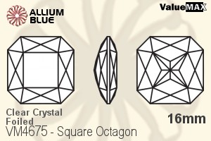 VALUEMAX CRYSTAL Square Octagon Fancy Stone 16mm Crystal F