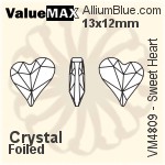 ValueMAX Sweet Heart Fancy Stone (VM4809) 13x12mm - Clear Crystal With Foiling