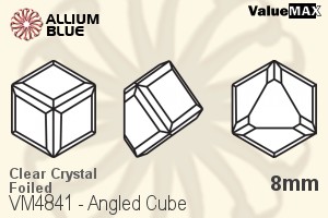 ValueMAX Angled Cube Fancy Stone (VM4841) 8mm - Clear Crystal With Foiling