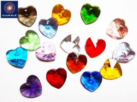 Heart, Pendant, Crystal, Mix Colors, 14mm