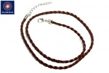 Braided Leatherette Chain, 3mm Diameter Necklace, Braided PU Leather, Brown, 18inch