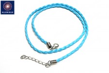 Braided Leatherette Chain, 3mm Diameter Necklace, Braided PU Leather, Light Blue, 18inch