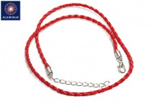 Braided Leatherette Chain, 3mm Diameter Necklace, Braided PU Leather, Red, 18inch