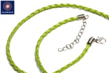 Braided Leatherette Chain, 3mm Diameter Necklace, Braided PU Leather, Light Green, 18inch