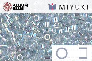 MIYUKI Delica® Seed Beads (DBM0110) 10/0 Round Medium - Transparent Light Marine Blue Gold Luster
