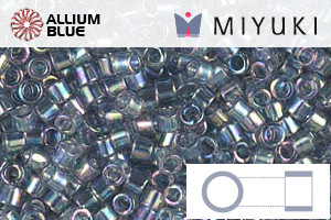 MIYUKI Delica® Seed Beads (DBM0111) 10/0 Round Medium - Transparent Blue Gray Rainbow Gold Luster