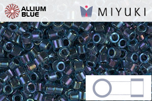 MIYUKI Delica® Seed Beads (DBM0286) 10/0 Round Medium - Midnight Blue Lined Aqua AB