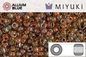 MIYUKI Round Rocailles Seed Beads (RR11-4501) 11/0 Small - Transparent Light Topaz Picasso