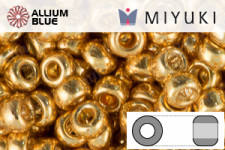 MIYUKI Round Rocailles Seed Beads (RR8-0182) 8/0 Large - Silver Galvanize Dyed Gold