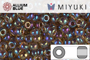 MIYUKI Round Rocailles Seed Beads (RR8-0357) 8/0 Large - Root Beer Lined Light Topaz AB