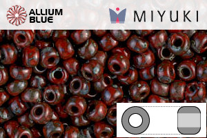 MIYUKI Round Rocailles Seed Beads (RR8-4513) 8/0 Large - Opaque Red Picasso