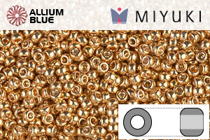 MIYUKI丸シードビーズ (RR15-0182) 15/0 丸特小ビーズ - 外銀メッキ着色ゴールド