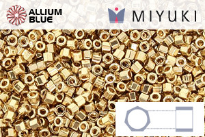 MIYUKI Delica® Seed Beads (DBC0034) 11/0 Hex Cut - 24kt Gold Light Plated