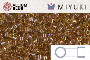 MIYUKI Delica® Seed Beads (DB1735) 11/0 Round - Sparkling Dark Topaz Lined Chartreuse AB
