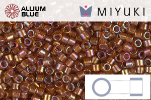 MIYUKI Delica® Seed Beads (DB1736) 11/0 Round - Sparkling Beige Lined Dark Topaz AB