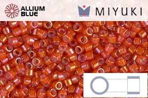 MIYUKI Delica® Seed Beads (DB1780) 11/0 Round - White Lined Flame Red AB