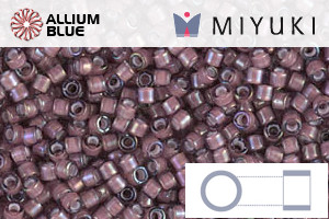 MIYUKI Delica® Seed Beads (DB1792) 11/0 Round - White Lined Dark Smokey Amethyst AB