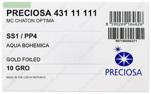 PRECIOSA Chaton O ss1/pp4 aqua Bo G factory pack