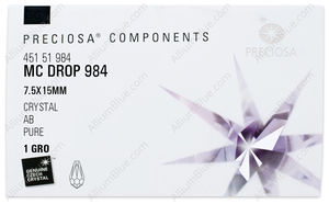 PRECIOSA Drop Pend.984 7.5x15 crystal AB factory pack