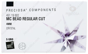 PRECIOSA Round Bead,Simp. 4 mm crystal Aur-f factory pack