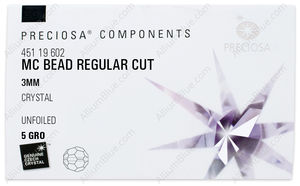 PRECIOSA Round Bead,Simp. 3 mm crystal factory pack