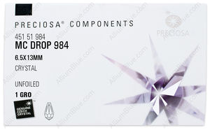PRECIOSA Drop Pend.984 6.5x13 crystal factory pack