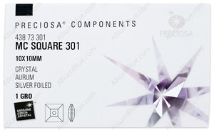 PRECIOSA Loch Square 1H 10x10 crystal S Aur factory pack