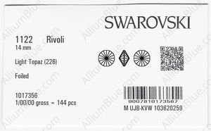 SWAROVSKI 1122 14MM LIGHT TOPAZ F factory pack