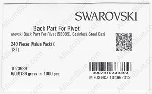 SWAROVSKI 53009 088 BACKPART STAINLESS STEEL 6 MM factory pack