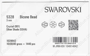 SWAROVSKI 5328 3MM CRYSTAL SILVSHADE factory pack