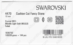 SWAROVSKI 4470 10MM CRYSTAL METLGTGOLD F factory pack