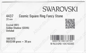 SWAROVSKI 4437 20MM CRYSTAL GOL.SHADOW factory pack