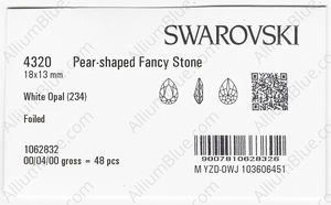 SWAROVSKI 4320 18X13MM WHITE OPAL F factory pack