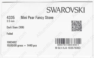 SWAROVSKI 4335 3.5MM DARK SIAM F factory pack