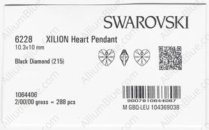 SWAROVSKI 6228 10.3X10MM BLACK DIAMOND factory pack