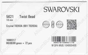 SWAROVSKI 5621 18MM CRYSTAL T0203A factory pack