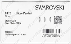 SWAROVSKI 6470 40MM CRYSTAL SILVSHADE factory pack