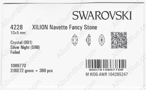 SWAROVSKI 4228 10X5MM CRYSTAL SILVNIGHT F factory pack