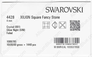 SWAROVSKI 4428 4MM CRYSTAL SILVNIGHT F factory pack