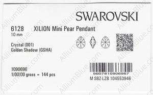 SWAROVSKI 6128 10MM CRYSTAL GOL.SHADOW factory pack