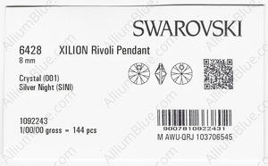 SWAROVSKI 6428 8MM CRYSTAL SILVNIGHT factory pack