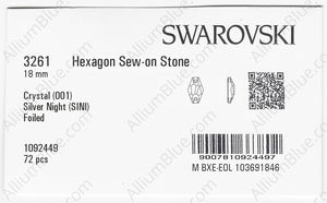 SWAROVSKI 3261 18MM CRYSTAL SILVNIGHT F factory pack