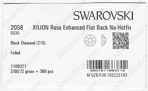 SWAROVSKI 2058 SS 30 BLACK DIAMOND F factory pack