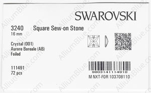 SWAROVSKI 3240 16MM CRYSTAL AB F factory pack