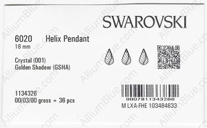 SWAROVSKI 6020 18MM CRYSTAL GOL.SHADOW factory pack