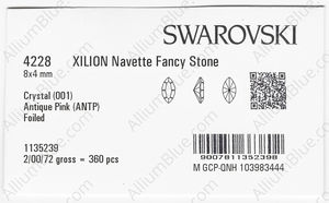SWAROVSKI 4228 8X4MM CRYSTAL ANTIQUPINK F factory pack