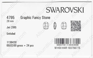SWAROVSKI 4795 28MM JET factory pack