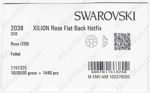 SWAROVSKI 2038 SS 8 ROSE A HF factory pack