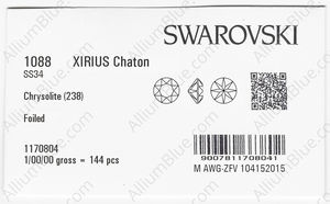 SWAROVSKI 1088 SS 34 CHRYSOLITE F factory pack